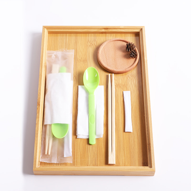 Bambú Indiúscartha Chopsticks Le Spoon Glas Serviette Frosted Sraith Scannán Ilchodach