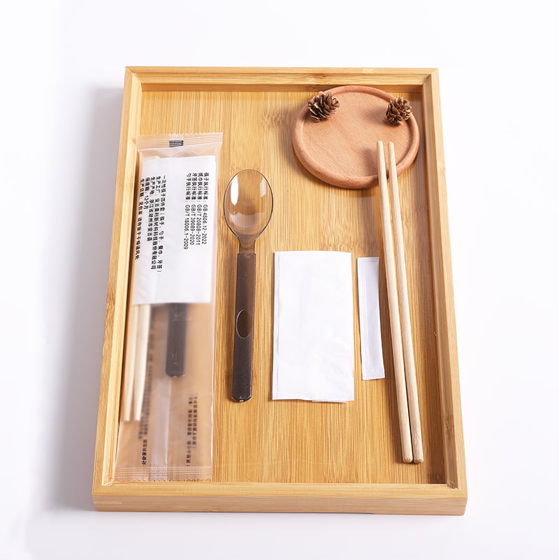 Mála Béile Indiúscartha Le Spúnóg Chopsticks Teaghlaigh Agus Naipcín Tábla Sraith Scannán Ilchodach Frosted