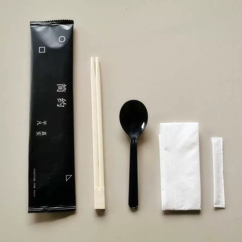 Socrú Sceanra spúnóg naipcín Indiúscartha Spúnóg Fíocháin Chopsticks Toothpick 4 Phíosa Set Set Scannán Pearlescent