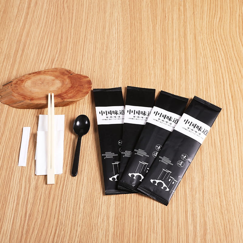 Mála Béilí Indiúscartha Bíodh Spúnóg Chopsticks Agus Naipcín Tábla Do Thacar Scannán Ilchodach Frosted Bialann